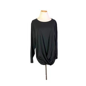 J. Crew Plus Essential Tee Broken-In Jersey Twist-Front in Black 24” bust